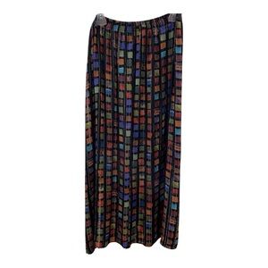 Vintage Solitaire Size 10 Multicolored Geometric Print Maxi Skirt With Side Slit